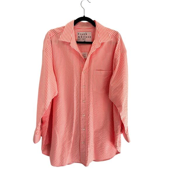 Frank & Eileen Mackenzie Button-Up Italian Oxford Neon Stripe Shirt One Size OS - Picture 2 of 15